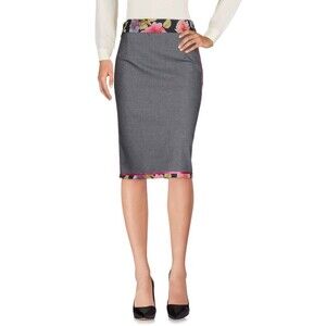 Hanita Women's Gray Pink Floral Reversable Pencil Midi Skirt Sz 8 Italy